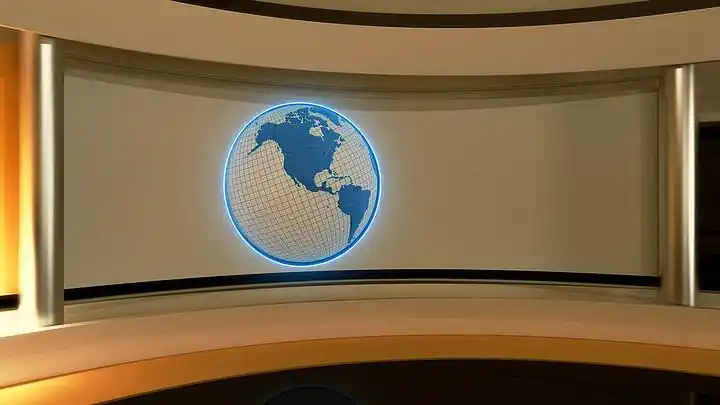 新闻演播室.黄色的工作室.为完美的背景