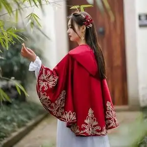 古代外套2022新款短款古装汉服披肩演出服舞蹈大袖衫披风旗袍斗篷