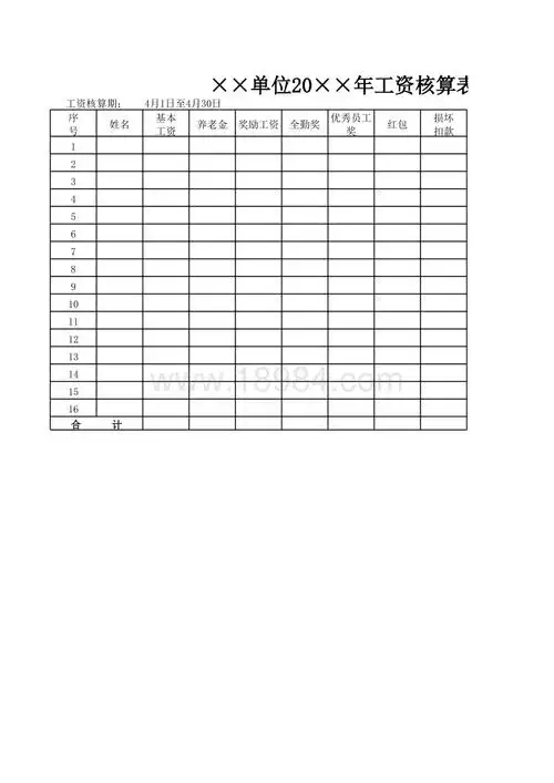 企业公司员工工资核算表excel表格模板.xls