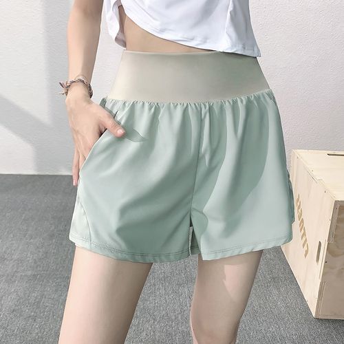 夏高腰外穿女运动短裤防走光宽松速干沙滩跑步瑜伽裤马拉松跑步裤