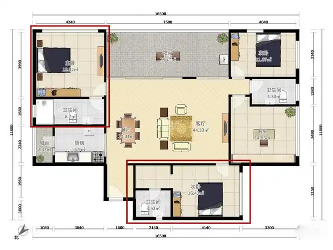 跟设计师提出想要双主卧的设计,这里的主卧大多指的就是家里的套房