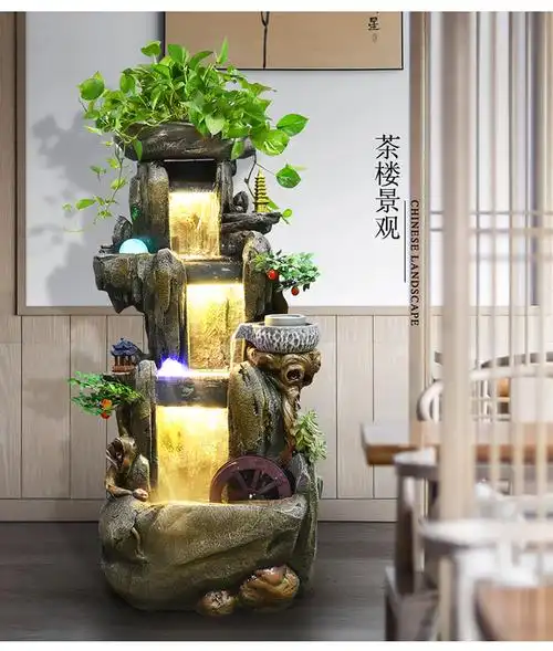 定制假山喷泉流水客厅装饰景观风水轮摆件办公室家居开业礼品 919小号