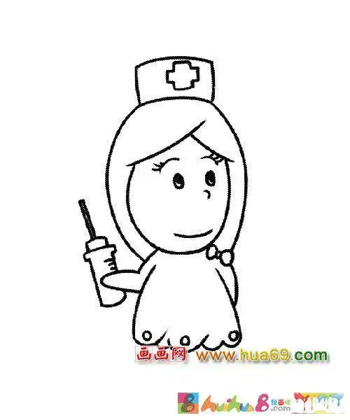 正在打针的护士简笔画教程