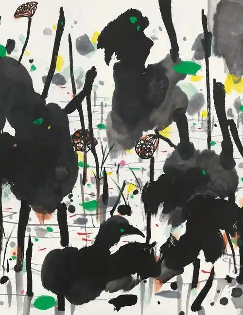 国画大师吴冠中的荷塘