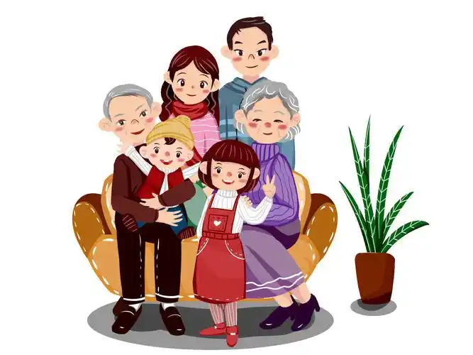 红色卡通新年全家福海报2021春节牛年新年全家福2021喜庆牛年全家福