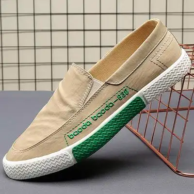 宝达帆布鞋男低帮一脚蹬懒人鞋韩版百搭休闲鞋春秋青年平底工作鞋
