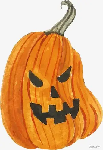 水彩手绘万圣节南瓜png素材透明免抠图片-节日元素