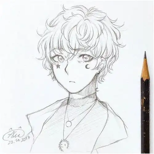 动漫人物手绘线稿图非常适合初学者临摹