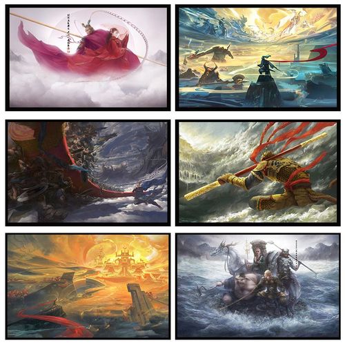 西游记大圣归来卡通电影动画片水墨孙悟空儿童房客厅卧室装饰画