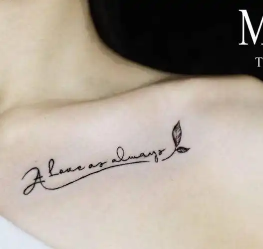 love as always纹身图片_肩部花体字小字母纹身图案