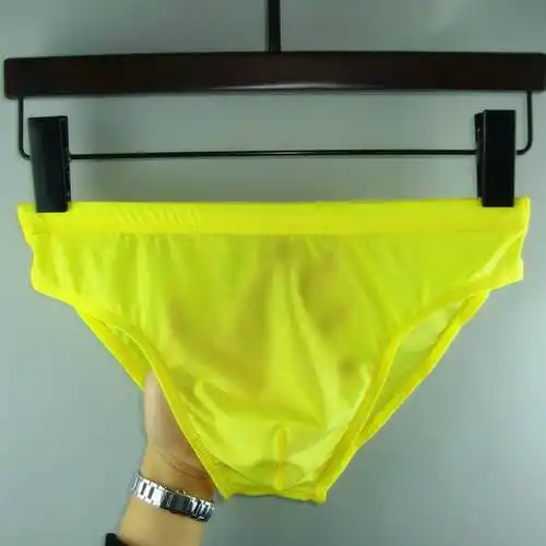 放心购男士冰丝透明内裤低腰超薄三角裤性感丝滑透气男青年裤头1件装