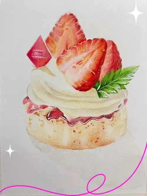 🎨彩铅画草莓蛋糕教程🍰