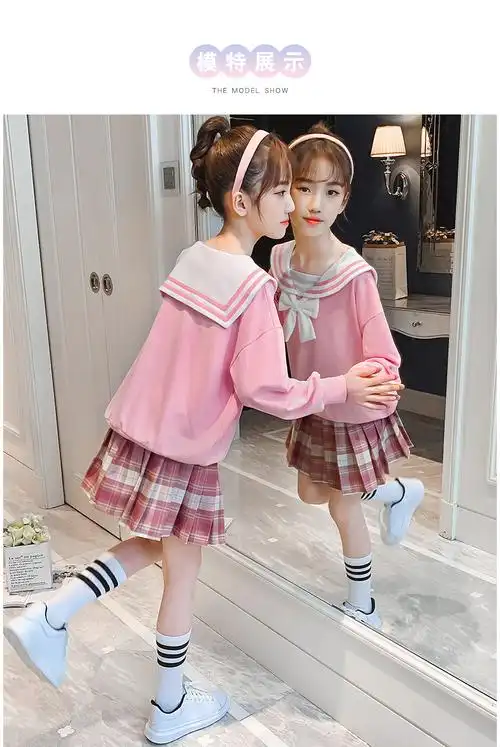 exemaba海军领水手服秋款jk制服裙正版全套女童小学生校服校园学院风