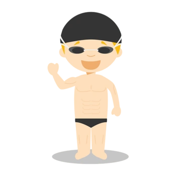 卡通手绘运动员小人游泳