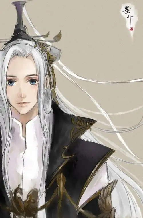 墨斗桑手绘作品图赏帅气白发道长一枚