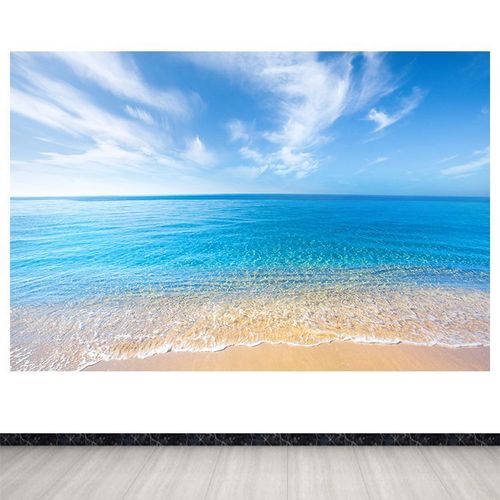 蓝天白云大海风景壁画客厅卧室墙贴装饰画沙滩海报海景图自粘定制