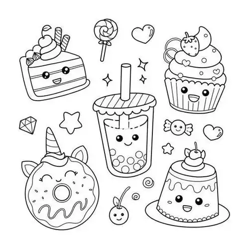 procreate甜品简笔画临摹素材分享