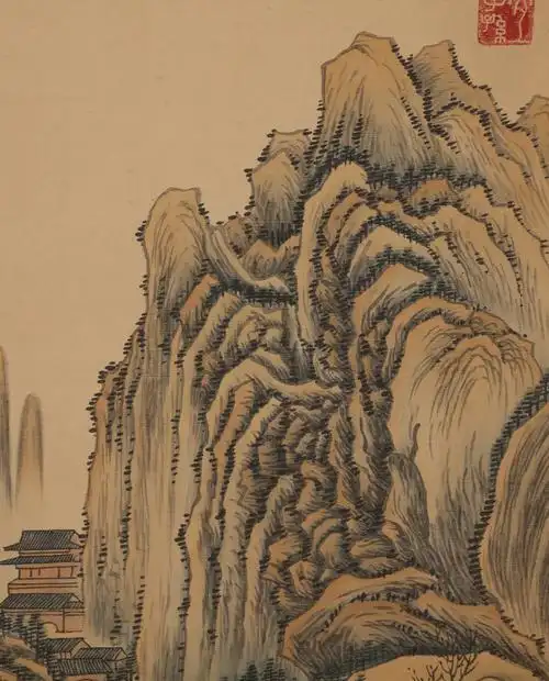 中国画 清代画家「呉歴 山水図」★ 肉笔绢本 ★ 挂轴★大珍品