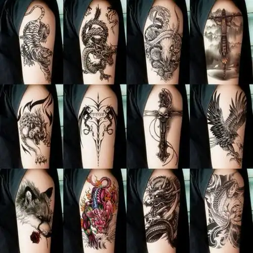 半臂图腾纹身贴 防水持久男女手臂龙 狼 虎 鹰个性花臂仿真刺青贴