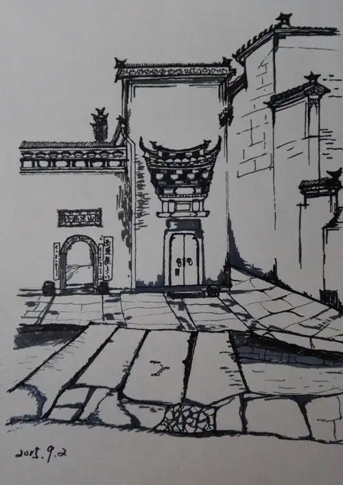安徽西递 徽派建筑写生|插画|创作习作|designerjimmy - 原创作品