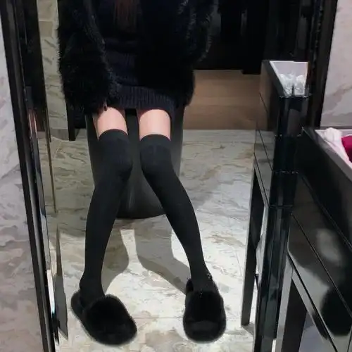 实拍实价 黑色长筒袜袜子女秋冬过膝袜中筒袜压力瘦腿jk小腿袜