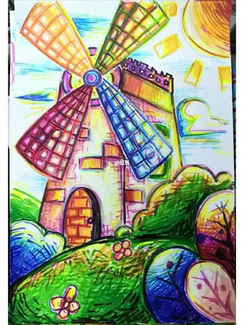 简笔画大画风车