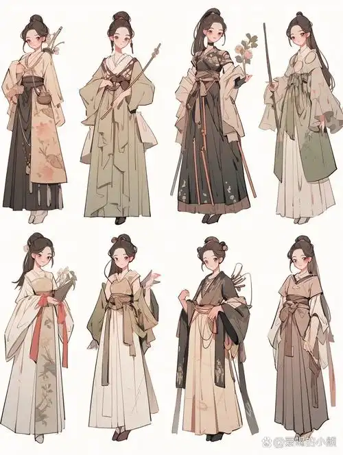 94淡雅古风小裙子|服装设计素材 秋风萧瑟,该添衣啦