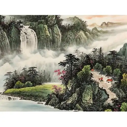 国画山水精品陈厚刚四尺山水画作品江山如画