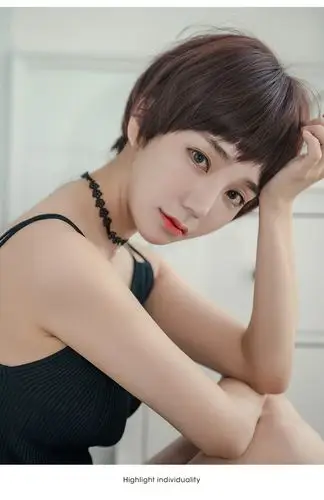 假发女短发波波头圆脸发型自然少女减龄学生时尚酷帅气造型全头套 黑