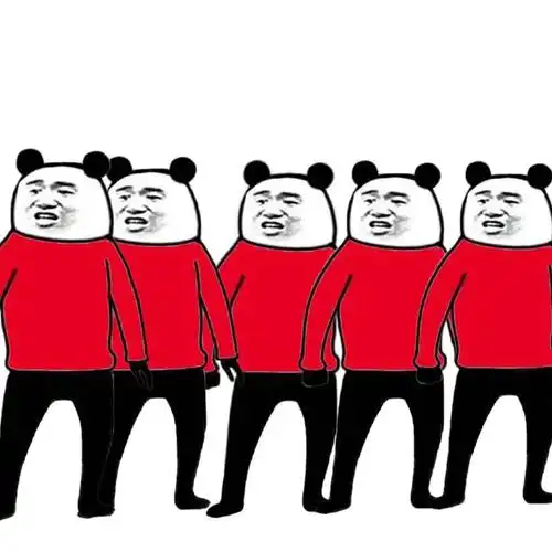 一排熊猫人全员恶人一组熊猫头表情包原图