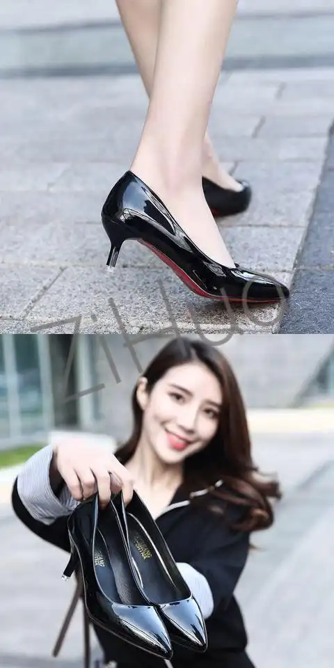 韩谙礼仪高跟鞋女黑色细跟468c学生正装气质简约职业单跟面试工作鞋黑