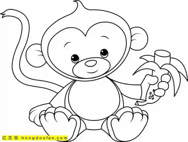 12张玩皮球的卡通小猴子马戏团小王子卡通涂色简笔画