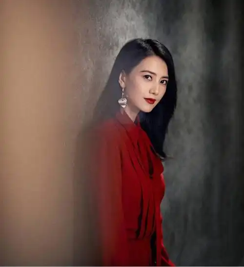 施悦名 2020秋冬明星高圆圆同款大红色连衣裙气质通勤纯色大摆裙长款