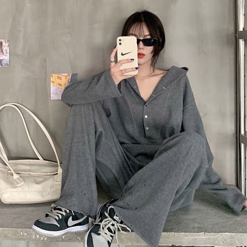 绮岑高个子女装170-175套装春季特大码秋季女胖mm休闲时尚阔腿裤两件