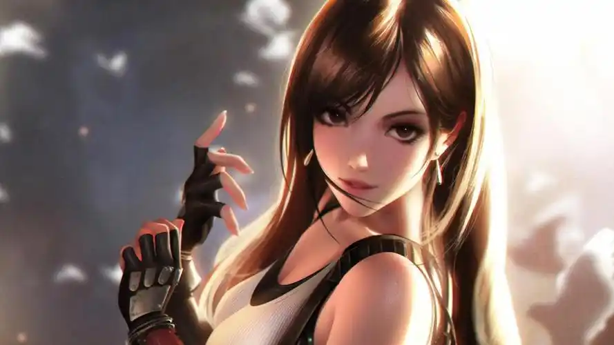 长发性感的动漫女生手绘桌面壁纸