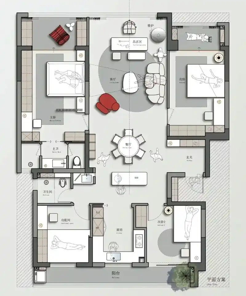 户型优化:165平大平层平面方案!炎客户需求: 1:保留四房 - 抖音