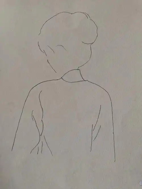 简笔画|复古女孩背影图7815