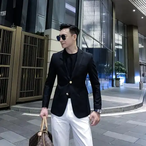 daioethan原创设计大牌韩国男纯色英伦单排西服休闲西装外套