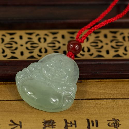 钰达翡翠佛吊坠如意笑佛弥勒佛小吊坠 a货翡翠真玉项坠玉佛cv4