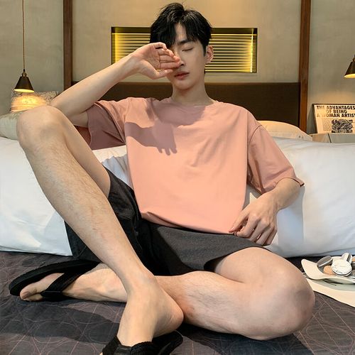 短袖薄款夏天大码青年家居服y 8001 男l建议身高170-175cm体重-1