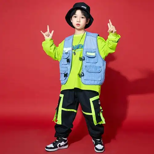 儿童街舞套装男童hiphop嘻哈宽松爵士舞服装女童儿童演出服