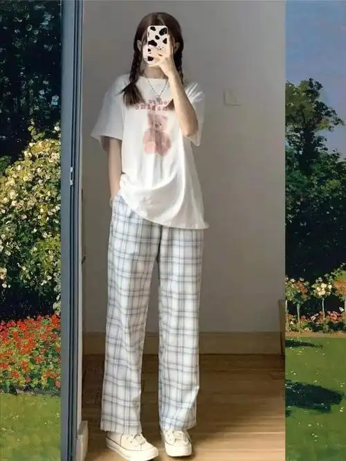 小格子裤搭配什么上衣合适(夏天格子裤怎样搭配上衣好看)(3)