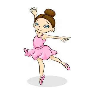 跳跃和有乐趣-逗人喜爱的平卡通女性性格开朗的儿童舞蹈家白色背镜哪