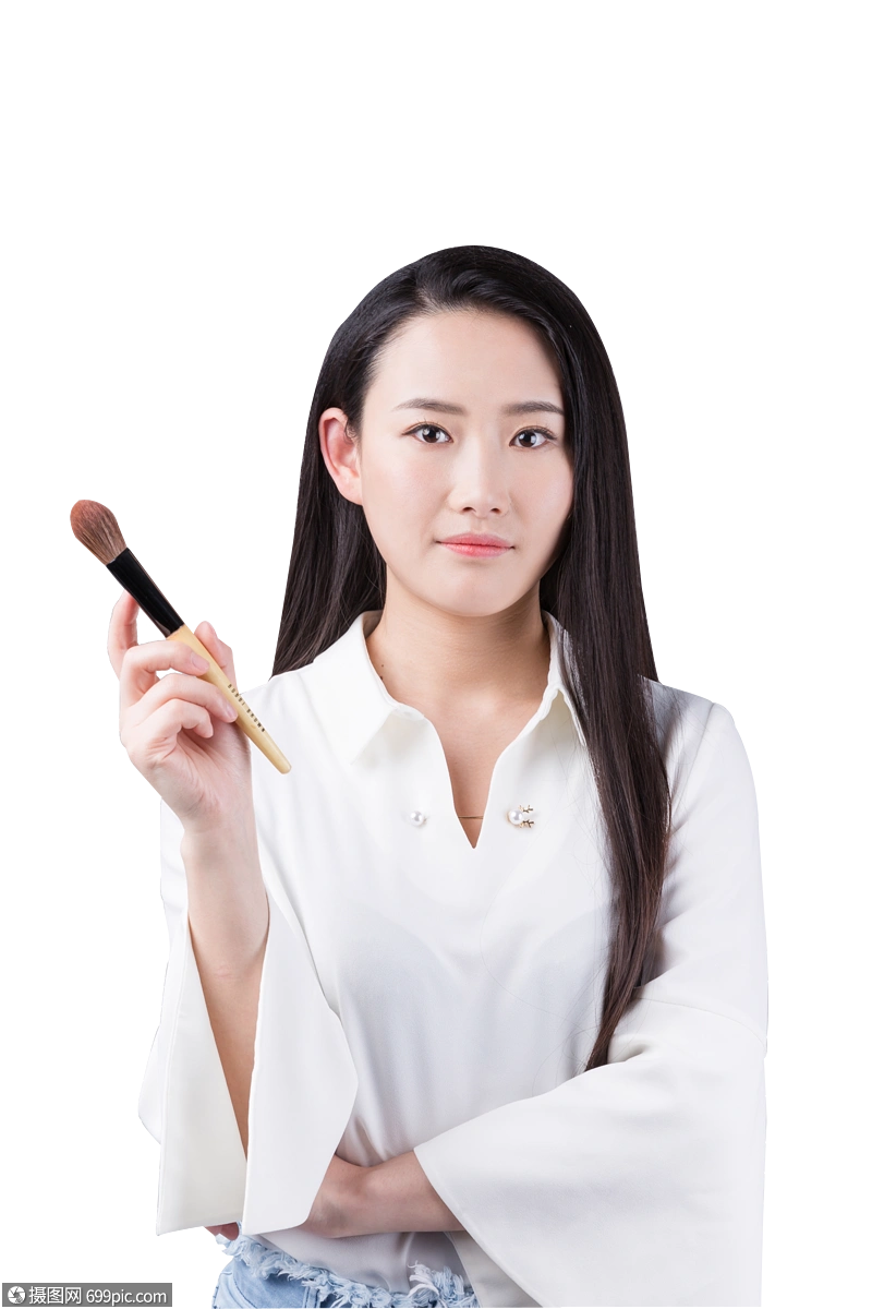 职业女性化妆师配粉刷形象照