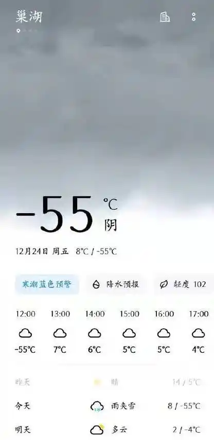 由于后台系统故障导致当天早些时间天气预报数据显示错误