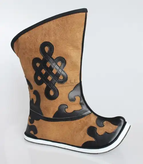 蒙古族皮靴子 男士纯皮纯手工马靴子_传统民族服饰_男装_民族服饰