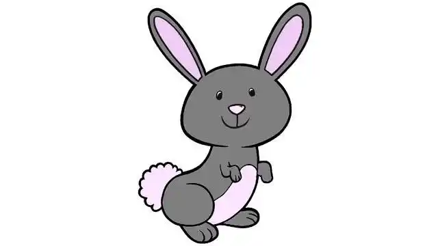 亲子涂色简笔画:可爱小灰兔子