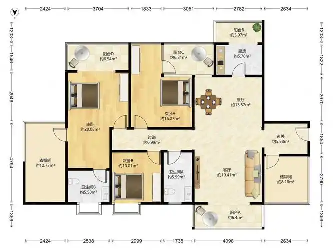 户型 户型图 平面图 2400_1800