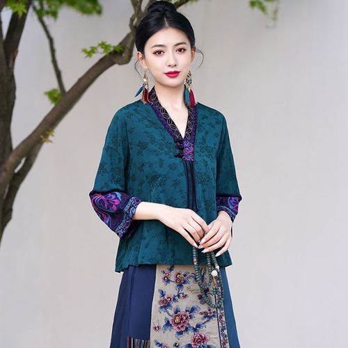 秋冬新款民族风女装重工绣花改良汉服唐装上衣长袖贴布短款外套