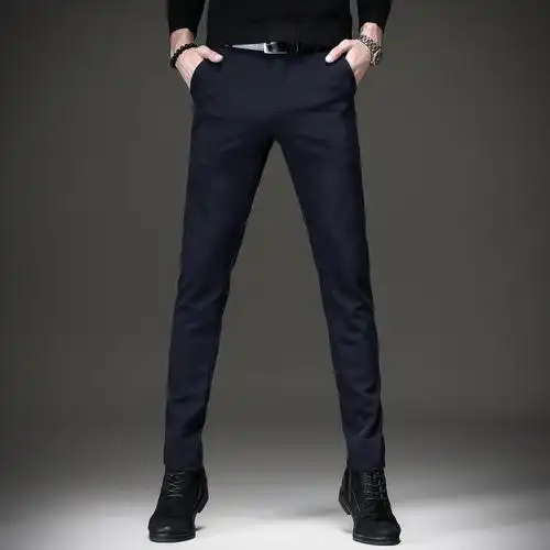 yuansu贵色冬季轻商务西裤男修身小脚裤韩版潮流西装裤子弹力男士休闲
